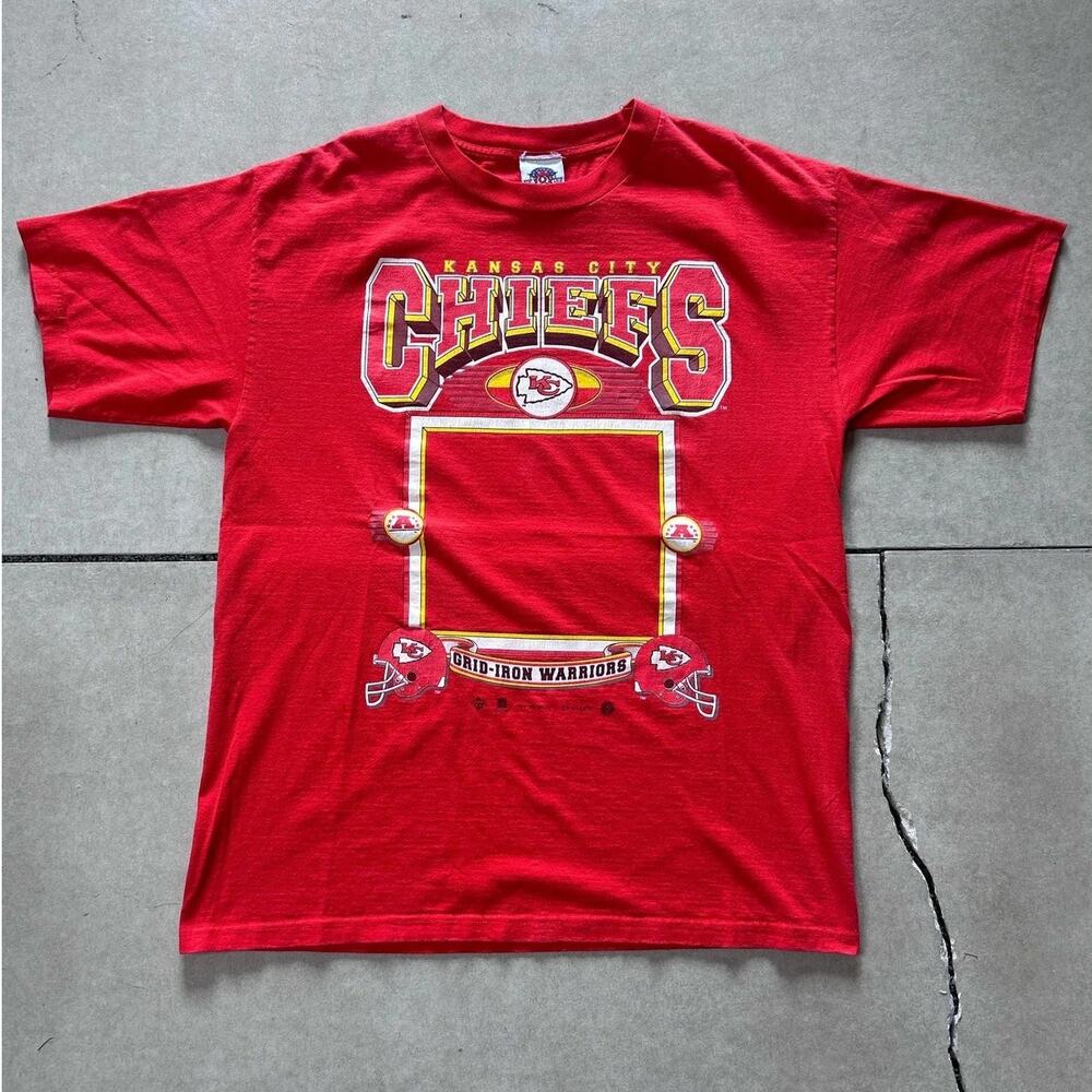 90s Vintage Kansas City Chiefs Athletic Joy Red T Shirt Size L
